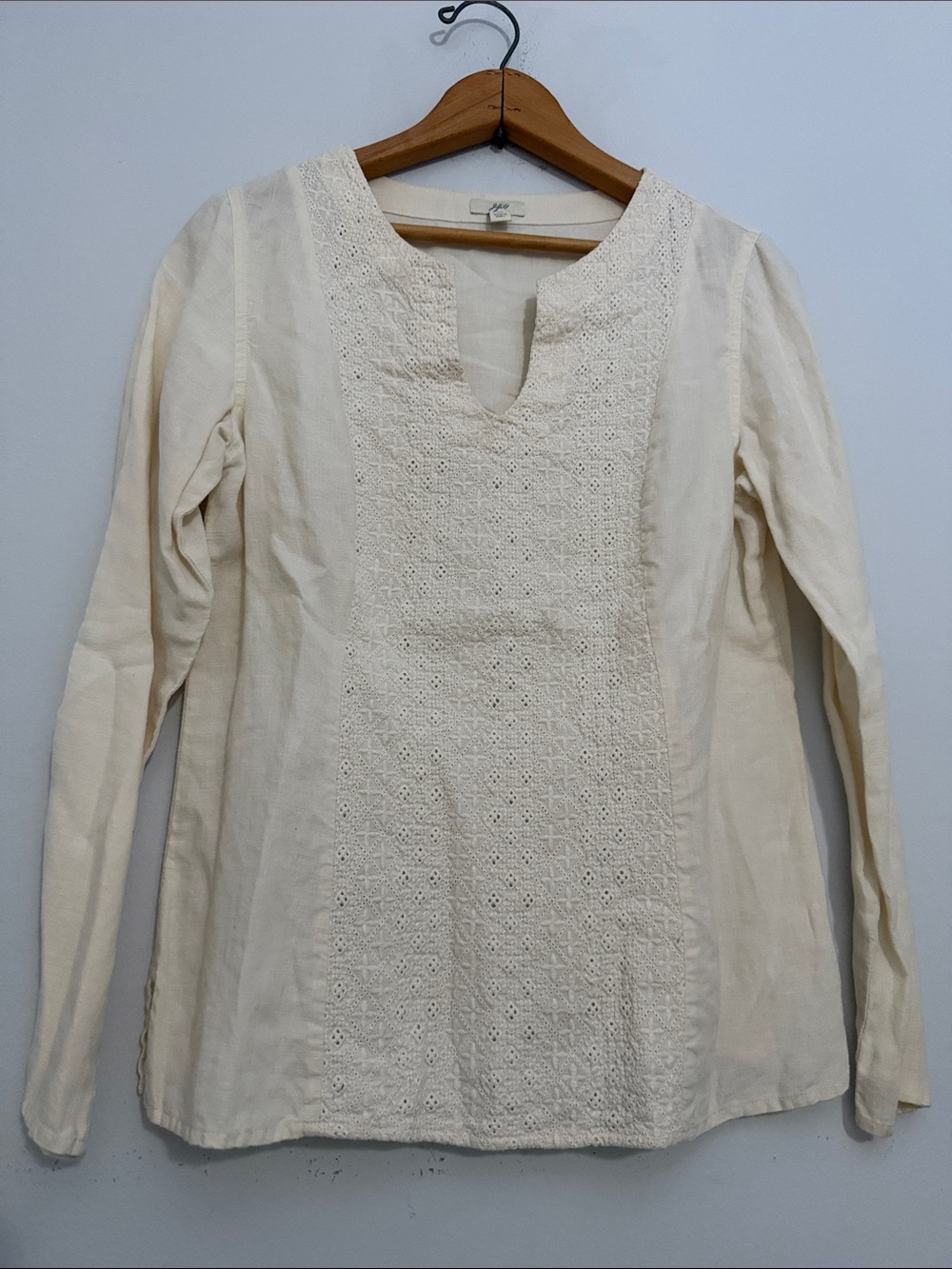 Joie Cream Embroidered Long-Sleeve Tunic Top